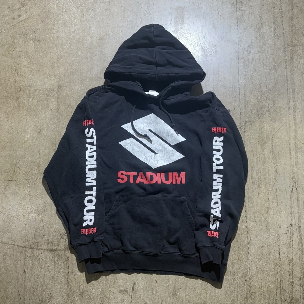 Justin Bieber Stadium Tour Hoodie Sweatshirt Mens Large Black 2017 Fleece Print